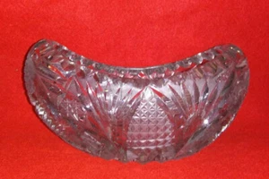 Antique Cut Glass  Candy Dish Crystal  Bowl Oval / Canoe Boat Shaped 7" - Picture 1 of 12