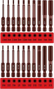 20Pcs 2.3" S2 Steel Allen Hex Key Set,Hex-Magnetic Tip Allen Bit Set(Metric&SAE) - Picture 1 of 8