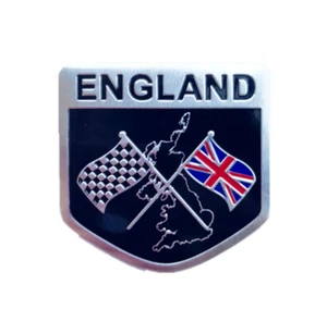 1 X England-Chequered +Union Jack Flag Stickers Wing Body Badge Emblems Decal - Picture 1 of 2