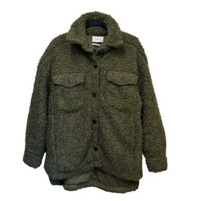 Chaqueta Sherpa de Peluche Urban Outfitters Para Mujer S Verde Botón Chaqueta De Gran Tamaño Foto 1 de 4