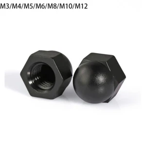 Hutmutter Kunststoff Schwarz Nylon DIN 1587 hohe Form Muttern M3 M4 5 6 8 10 M12 - Picture 1 of 5