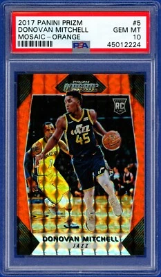 2017 Panini Prizm #5 Donovan Mitchell Orange Mosaic Rookie RC PSA 10 Gem Mint - Image 1 of 2
