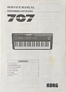 Libro manual de servicio original sintetizador de rendimiento programable Korg 707 FM. - Imagen 1 de 1
