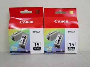 Genuine OEM Canon Pixma Black Ink Tank Cartridge BCI-15 Twin Pack - 2 Boxes - Imagen 1 de 8