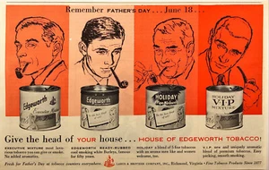 1961 House of Edgeworth Tabacco Vintage Print Ad Fathers Day - Picture 1 of 1