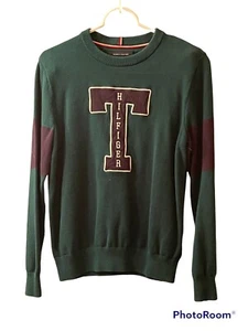 CLASSIC TOMMY HILFIGER Big T Crew Neck Sweater Green Size Small Cotton  - Picture 1 of 7