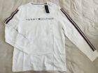 Tommy Hilfiger Mens Long Sleeve White T-shirt With Ribbon Detailing Size L