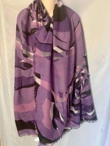 HALOGEN PURPLE WOOL EXTRA LARGE SHAWL WRAP SCARF 80x32" - Picture 1 of 3