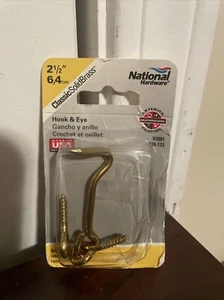 National Solid Brass 2-1/2 In. Hook & Eye Bolt N118133 National N118133 - Picture 1 of 8
