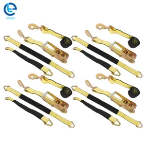 Car Tie Down Straps for Trailers with Snap Hooks, 2" x 96" Ratchet Car Straps - Picture 1 of 15