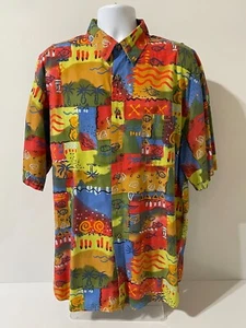 Vintage Territory Ahead Herren 2XL mehrfarbig Azteken Kurzarm Button-Down Hemd - Bild 1 von 9
