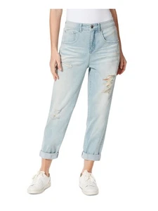 JEANS Womens Light Blue Denim Pocketed Zippered Relaxed Fit Cuffed Pants 28 - Picture 1 of 11