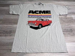 Vintage 90s Auto Body Shop Shirt Single Stitch Acme Auto Finishes Sz L USA Made - Picture 1 of 8