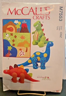 Sewing pattern McCalls  M7753 Dinosaurs stuffed animal  Uncut NEW - Image 1 of 2