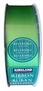 Kirklands Signature 1.5" Wired-Edged Reversible Green Ribbon 50 Yards - Picture 1 of 3