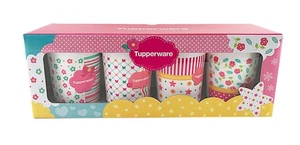 Juego de tazas de plástico rosa rubor Tupperware con cuchara de mango (4) 350 ml - Imagen 1 de 17
