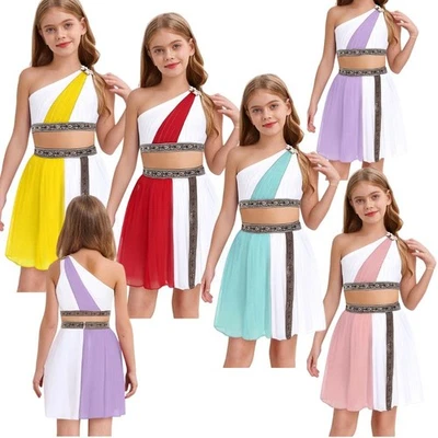 Kids Girls Costume Fancy Outfit Carnival Set Embroidered Waistband Sleeveless - Image 1 of 4