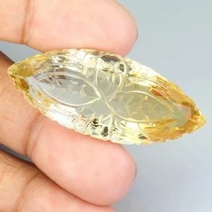 Corte marquesa con espalda talla flor limón cuarzo 72,69 ct 45x19 mm gema enorme - Imagen 1 de 14