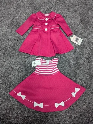 Bonnie Baby Pink Christmas Holiday Dress & Coat Vintage 1990’s New 12 Months  - Image 1 of 4
