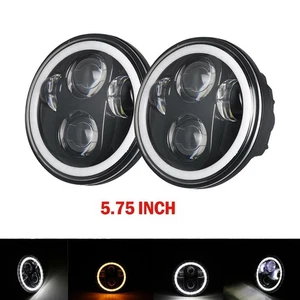 2x 5.75" 5 3/4" Round LED Projector Headlights Headlamp for Peterbilt 349 359 US - Picture 1 of 12