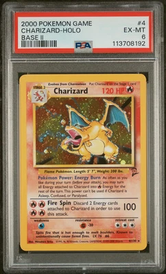 2000 Pokemon Game Base II Charizard #4 Base II Holo twirl PSA 6 - Image 1 of 2