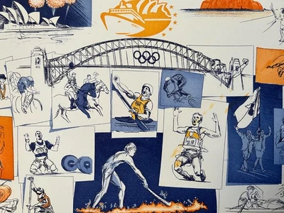 Hans Borchert Signierte numm. Original Radierung - Sport - Olympiade 2000 - Bild 1 von 4