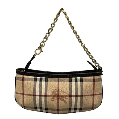 Auth Burberry 3729042 Beige Black Bordeaux PVC Leather Handbag - Image 1 of 4