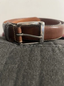 Polo Ralph Lauren Brown Leather Belt  Mens 36. Silver Buckle. Simple. - Picture 1 of 7