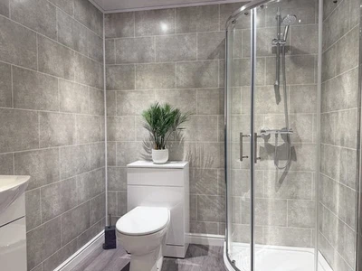 Grey Brick Grout Line Tile Effect Bathroom Wall Panels PVC Shower Wall Cladding - Image 1 of 4