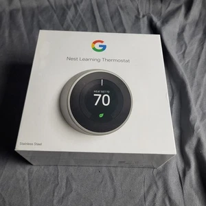 SEALED Google Nest 3rd Generation Learning Thermostat T3007ES Stainless Steel A+ - Picture 1 of 7