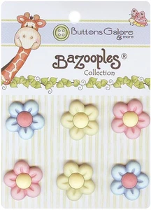 Buttons Galore BZ-108 BaZooples Buttons-Multi Flowers - Picture 1 of 1