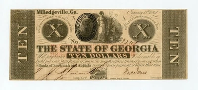 1862 Cr.4 $10 The State of GEORGIA Note - CIVIL WAR Era - Image 1 of 2