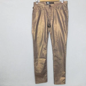 Rock & Republic Jeans Womens 10 Medium Skinny Berlin Metallic Bronze Gold NWT - Picture 1 of 16