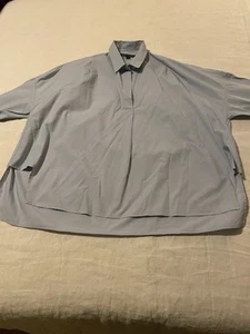 French Connection Women's Blue Cotton Pop Over Shirt Blouse Oversized - Picture 1 of 7