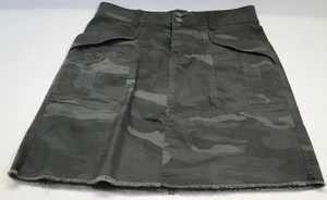 Democracy "Ab" Solution Camouflage Cargo Denim Minirock Größe 6 roher Saum - Bild 1 von 17