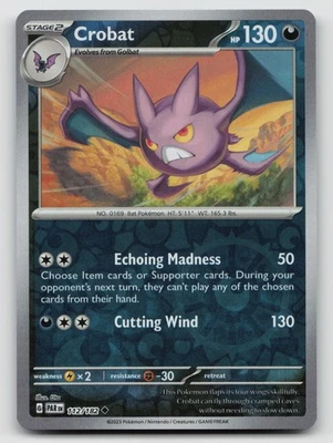 Pokemon Crobat Reverse Holo Uncommon SV04: Paradox Rift 112/182 NM - Image 1 of 2