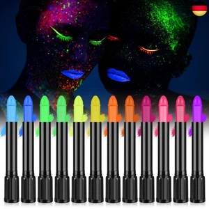 AOOWU UV Bodypainting, 12 Farben Neon UV Kinderschminke Set, Waschbar - Bild 1 von 8