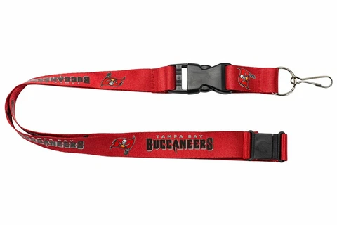 Tampa Bay Buccaneers Football NFL Red Lanyard Key Ring Keychain w/ Safety Clip Cover