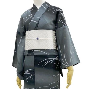 Dew Grass Fireflies GrayTheo Alpha Summer Kimono Yukata Kawaii Cute - Picture 1 of 6