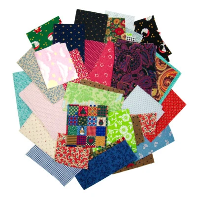 Patterned Cotton Fabric Scraps Quilting Sewing Material Sample Rectangle Cut 6oz - Image 1 of 4