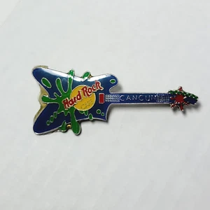 LEGGI Chitarra Vintage Hard Rock Café Lapel Pin Pinback Cancun Messico Blu Splat - Foto 1 di 11