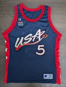 VTG Mens Champion Olympics Dream Team USA Grant Hill Basketball Jersey Size 44 - Picture 1 of 17