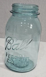 Ball Perfect Mason Quart Jar Aqua 1923 - 1933 - Picture 1 of 7