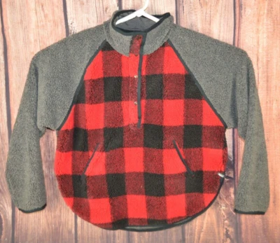 Poncho pulóver Woolrich Glacier View rojo búfalo a cuadros polar para mujer talla M/L Foto 1 de 4