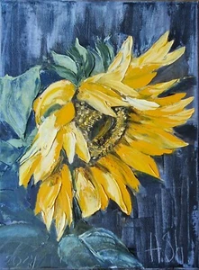 Original oil painting yellow flowers sunflowers floral nature art 12x16" - Picture 1 of 15