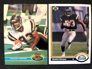 NFL - Ronnie Harmon 1991 Topps Stadium Club & 1991 Upper Deck - Chargers