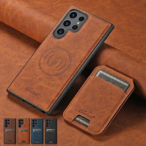 For Samsung S24 Ultra S23 S22 Leather Detachable Card Wallet Magsafe Case Cover - Picture 1 of 31