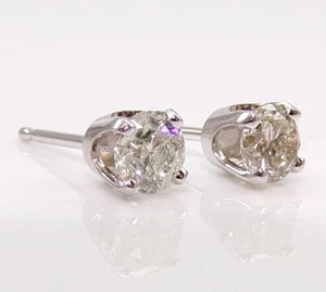 14K White Gold 0.50ctw Diamond Solitaire Stud Earrings LMJ2 - Picture 1 of 6