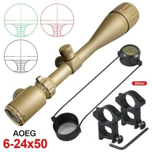 6-24x50 AOEG Red Green Dual illuminated Telescopic Sight Hunting Rifle Scope Tan - Picture 1 of 13