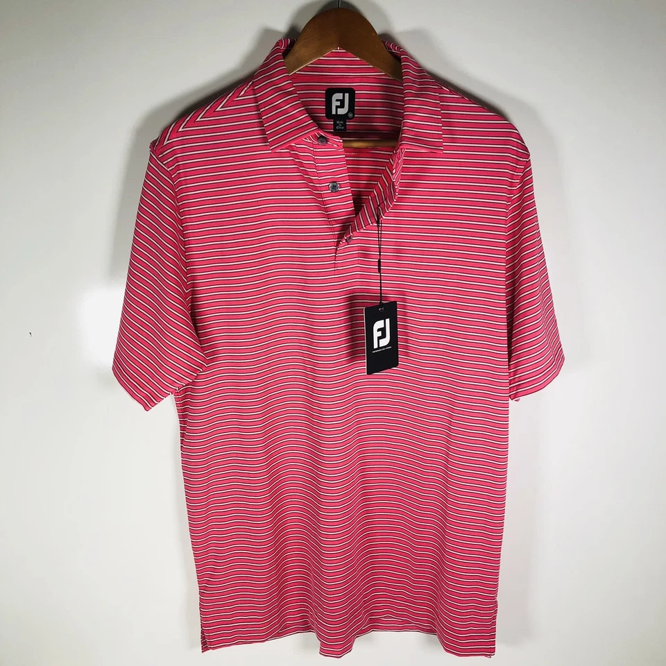 Men's FootJoy Lisle Double Pin Stripe - Pink Azalea - Large